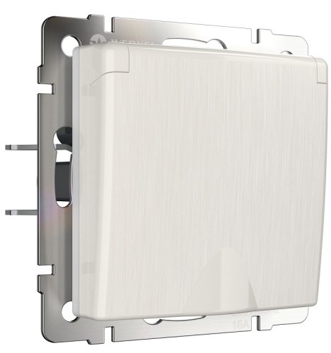 Розетка с заземлением без рамки Werkel 1-м. крышка шторки IP44 перламутровый рифленый фото Розетка с заземлением без рамки Werkel 1-м. крышка шторки IP44 перламутровый рифленый картинка